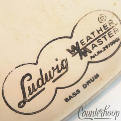 Ludwig 20"60s Script Logo Bass Drum Heads 2x Batter+Resonant White Super Classic image 5