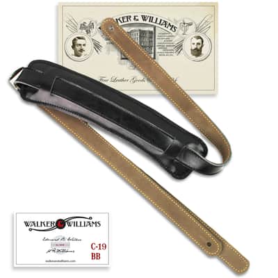 Walker & Williams C-19-BB Black On Black Leather Vintage Slash Strap Extra Long image 9