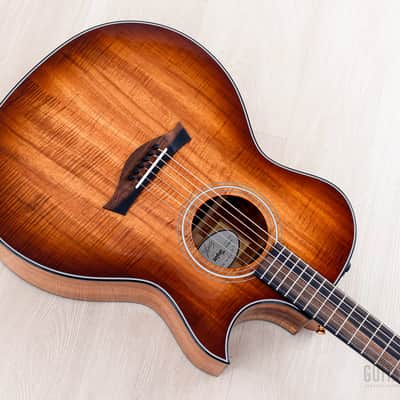 2022 Taylor Custom Grand Auditorium Acoustic Electric Guitar Flame Koa w/ Florentine Cutaway, Short Scale image 9