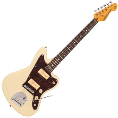 Vintage Reissued Series V65VVW Offset body, 2 WP90's, Traditional Vibrato, Vintage White image 1