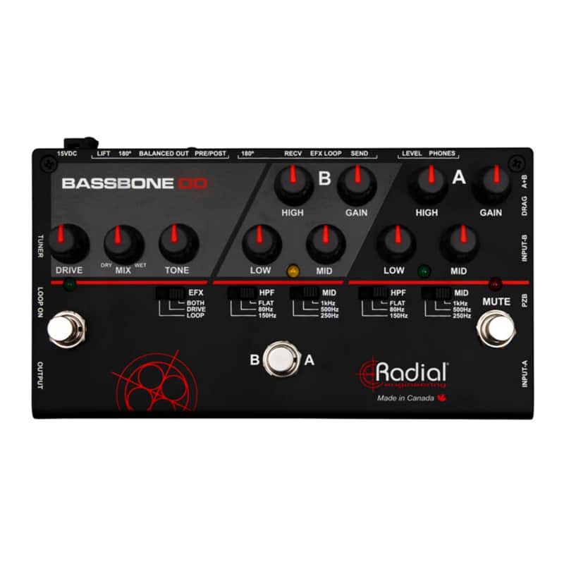 Mint Radial Bassbone OD 2 Channel Bass Preamp Pedal with Overdrive, FX Loop image 1