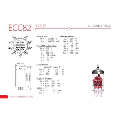 JJ Electronics Pre-Amp Tube ECC82 | 12AU7 Amp Valve image 2