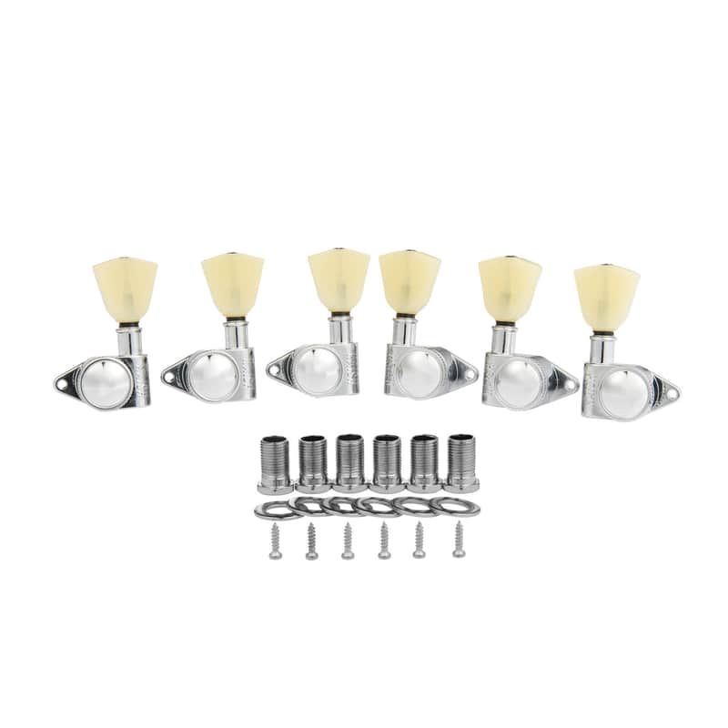 KAISH Chrome 3+3 Locking Tuners 21:1 Locking Tuning Machines Locking Tuning keys with Vintage Keystone Buttons for USA LP/Les Paul/SG/ES/Acoustic Guitars image 1