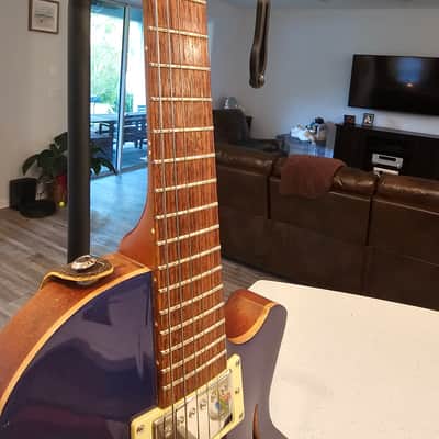 CMG (Chris Mitchell Guitars Ashlee Semi-Hollowbody 2019 - Statesboro Blue Nitrocellulose Lacquer over Flamed Maple carved top image 4