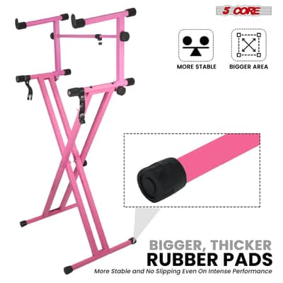 5 Core 2 Tier Keyboard Stand Combo Heavy Duty Adjustable Piano Stand with Extension Arm image 2