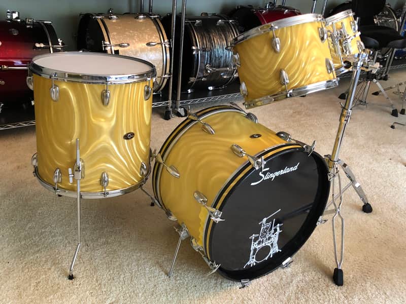 Slingerland Yellow Satin Flame 12/13/16/20 imagen 1