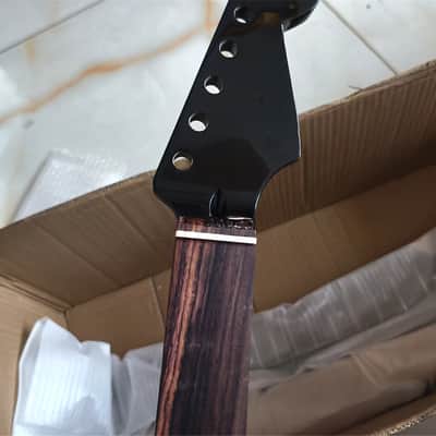 Fretless Electric guitar neck part 22 Fret 25.5 Inch Rosewood Black Gloss image 1