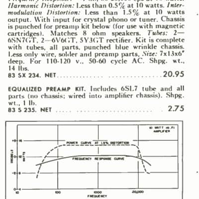 Knight rare 83SX234 10 watt mono tube amplifier 2E26 not 6V6 push pull 1955 - blue wrinkle paint image 2