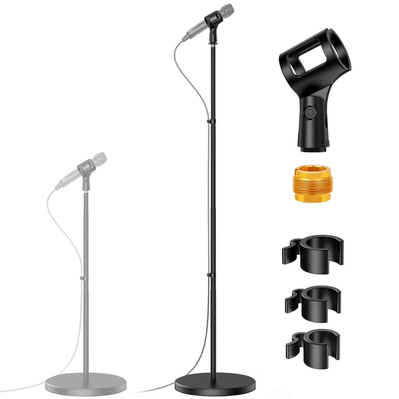 Telescopic Mic Stand, Height Adjustable From 22" To 68" Microphone Stand Floor Weighted Base Boom Mic Arm Stand For Quadcast Solocast Sm58 Samson Q2U Fifine K669B image 1