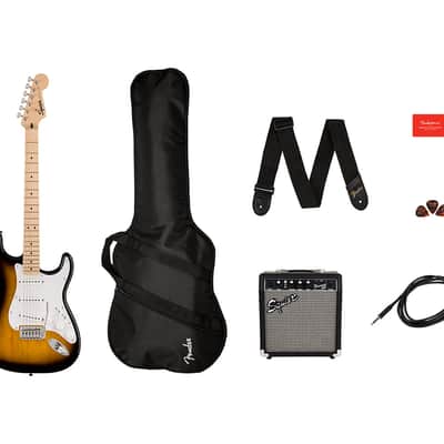 Squier Sonic Stratocaster Pack - 2-Color Sunburst w/ Maple FB image 1