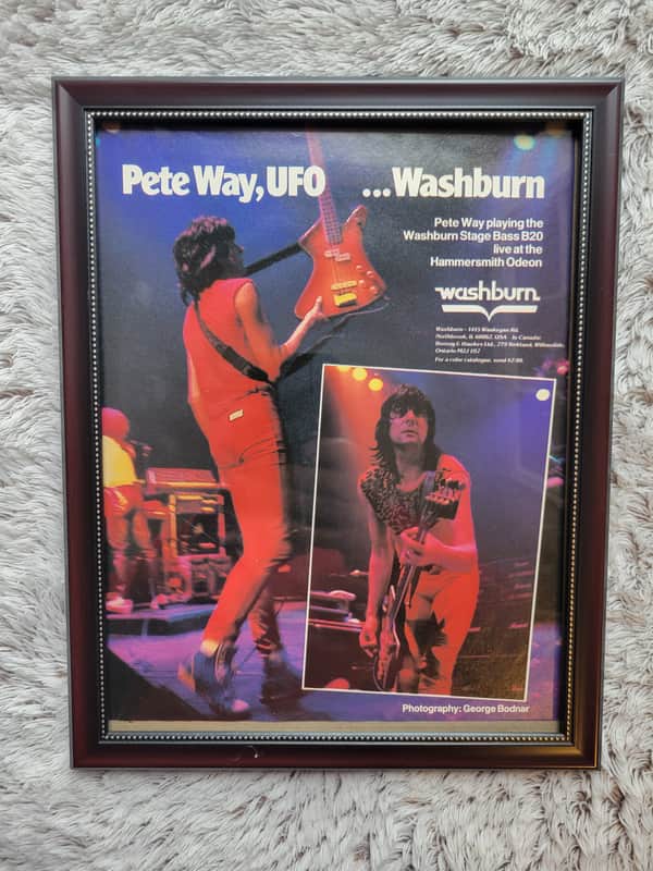 1982 Washburn Guitars Promotional Ad Framed Pete Way UFO Original image 1