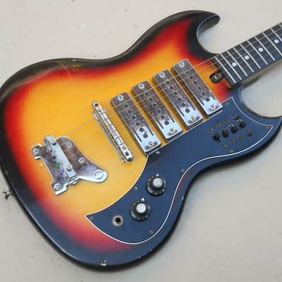 Teisco Del Rey / Kawai Vintage 1960s SG Style 4-Pickup Guitar Japan image 2