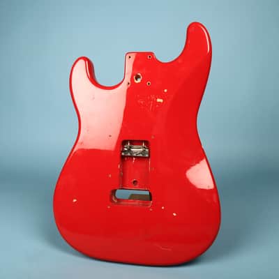 1994 Squier Stratocaster Ferrari Red Guitar Body w/ Pickguard image 14