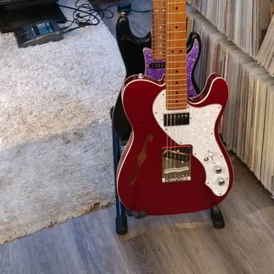 Custom Built 2021 Fender Tele Telecaster Thinline Roasted Maple Cherry Red Metallic w/White Binding image 17