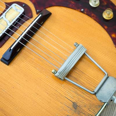 1959 Harmony Stratotone Jupiter H49 Vintage Electric Guitar, DeArmond Gold Foils w/ Tweed Case image 10