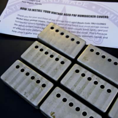 Doyle Coils Aged Nickel Silver PAF Humbucker Covers Set of 2 ~  Vintage Relic'd REAL Nickel Silver image 19