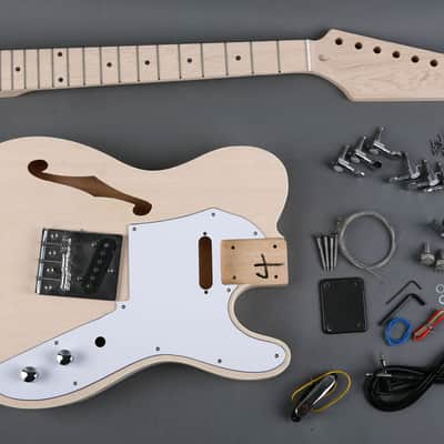 Tele Thinline Style Semi-Hollow Electric Guitar DIY Kit – Build Your Own Tele Guitar – Unfinished image 1