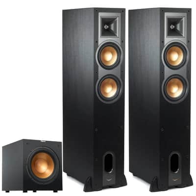 Klipsch Klipsch Reference R-26FA Dolby Atmos Floorstanding Speaker (Pair) + R-12SW 12\u2033 Subwoofer \u2013 Premium Home Theater Tower & Deep Bass Sub Bundle image 1