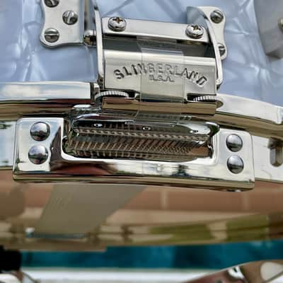 Slingerland Gene Krupa Limited Edition Radio King 6.5x14 Solid Maple Snare Drum White Marine Pearl image 15