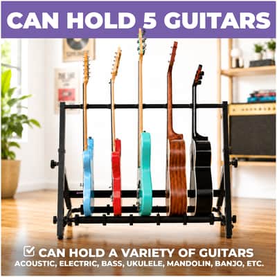 Liquid Stands Multi Guitar Stand Rack for 5 Guitars - Adjustable Floor Storage Guitar Rack image 3