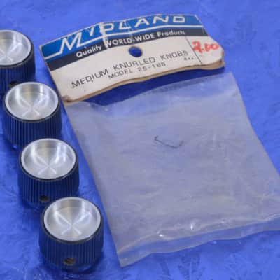 Set Of Four Midland Medium Knurled Knobs Model 25-186 Great For Boutique Effects image 2