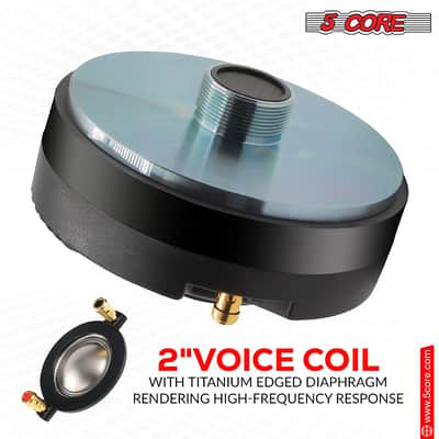 5 Core Compression Driver Pair 270W Combined RMS Titanium Tweeter Diaphragm 8 Ohm 1.75" Voice Coil High Frequency 1.5k-20kHz Weatherproof Thro image 15