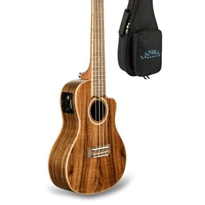 Lanikai Solid Top Acacia Acoustic Electric Cutaway Concert Ukulele +FREE Case | Authorized Dealer image 1