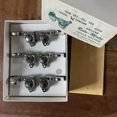 Grover 102 Original Rotomatic 3+3 Tuning Machines 70's - Chrome image 3