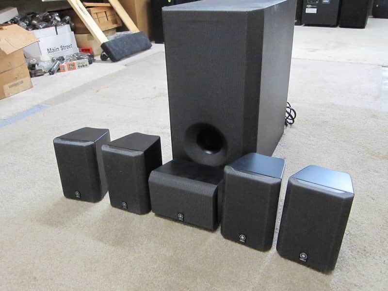 Yamaha Home Theater 5.1 Speaker System SW-P201 Powered Subwoofer + 5 Satellite speakers, 2 front, 2 rear, 1 Center, NICE Black image 1