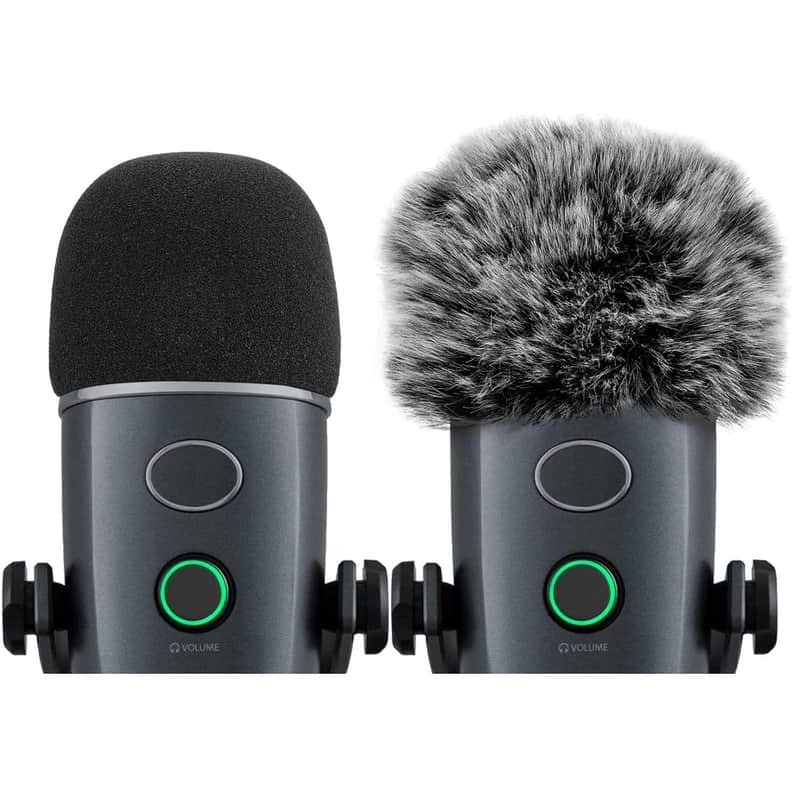 Mic Windscreen Cover Pop Filter Compatible With Blue Yeti Nano, Furry Windscreen Cover + Mic Foam Wind Cover Compatible With Yeti Nano (Furry & Foam Combo 2Pack) image 1