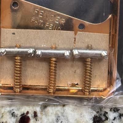 Fender 099-0806-200 American Vintage Telecaster 3-Saddle Bridge Assembly with Chromed-Brass Saddles 2010s - Gold image 5