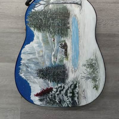 Juliana's Art Full of Love - Dreadnought Arch Top Guitar Case - "Snow" - a Tribute to Per-Olov Kindgren [2024] - Hand Painted Custom Artwork image 2