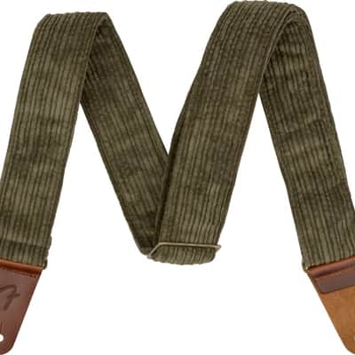 Genuine Fender Corduroy Guitar Strap, Antique Olive Green, 2" Wide
