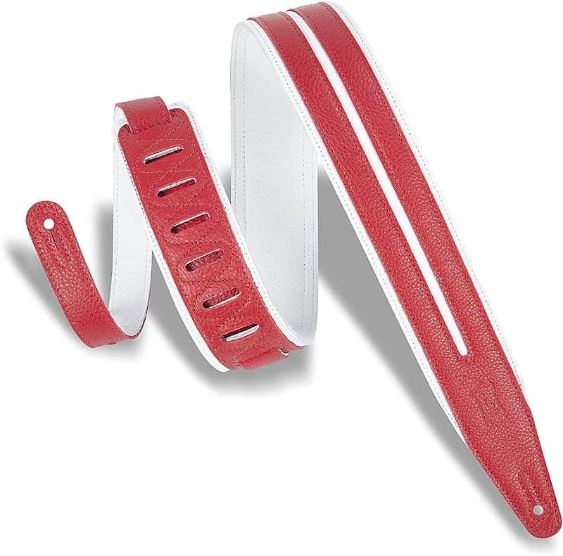 Levy's MG317DRS 2.5" Garment Leather Guitar Strap with Racing Stripe image 1