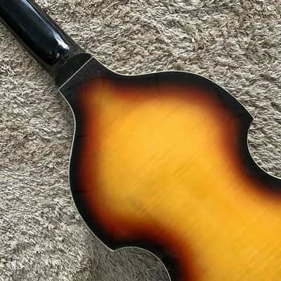 Tobacco Burst 4 String Violin Bass Body with Tiger Maple Top, Rosewood Fretboard Neck image 12