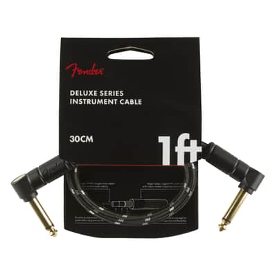 Fender Deluxe Series Instrument Cable 300mm (Black Tweed) - Stereo Patch Cable image 1