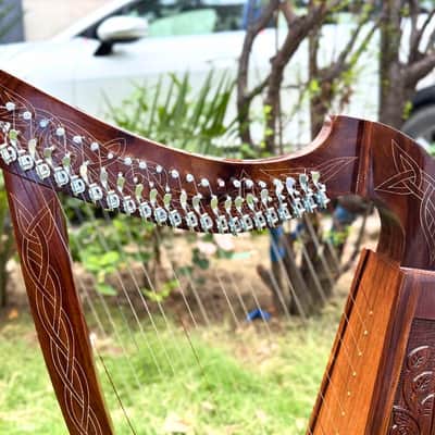 22 String Rosewood Celtic Lever Harp: Irish Lyre with Bag & Accessories image 3