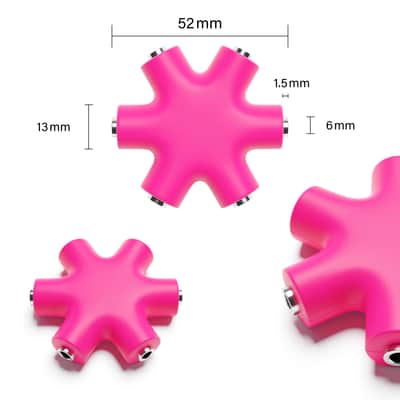 ExcelValley [Pink] Mono Patch Cable Splitter Hub 6 Port 5 Way TS 3.5mm 1/8" Modular Synth Eurorack image 2