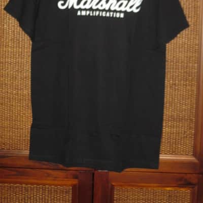 new in package genuine Marshall Amplification Marshall Logo Tee, Size Medium, Black, Short Sleeve, 100% Preshrunk Cotton (MAGC-1-M) (MTSM), Graphic is in White image 1