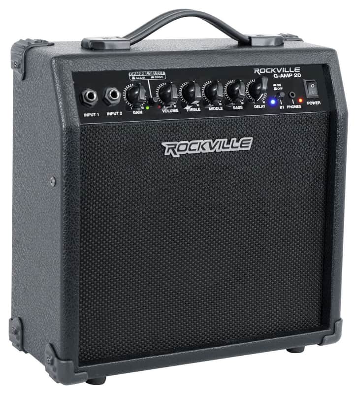Rockville G-AMP 20W Guitar Amplifier Combo with Bluetooth, Delay, Dual Guitar Inputs, Clean/Overdrive, EQ Controls, Portable for Practice and Small Gigs image 1