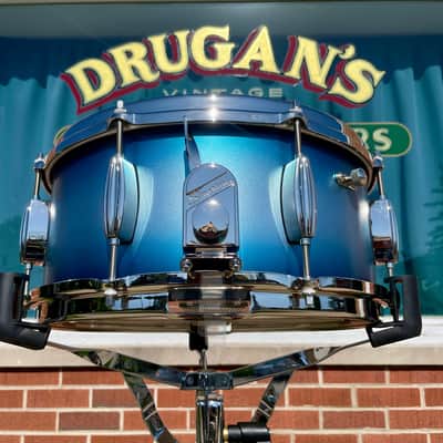 Slingerland Radio King Artist 6.5x14 3-Ply Mahogany/Poplar Snare Drum Silver & Blue Lacquer image 3