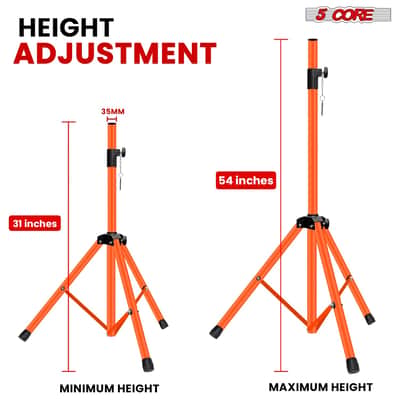 5 Core Speaker Stand Height Adjustable 54" Heavy Duty PA DJ Tripod Studio Monitor Stands image 3
