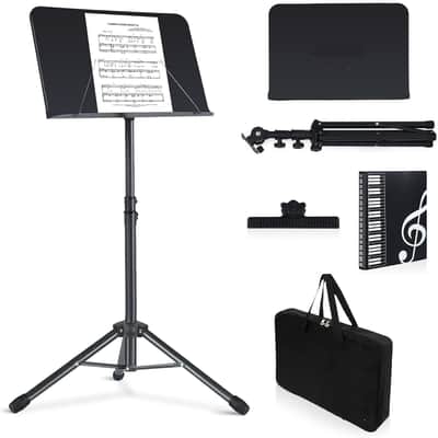 Sheet Music Stand,5 in 1 Dual-Use Folding Sheet Music Stand & Desktop Book Stand with Portable Carrying Bag & Music Sheet Clip Holder & Sheet Music Book image 1