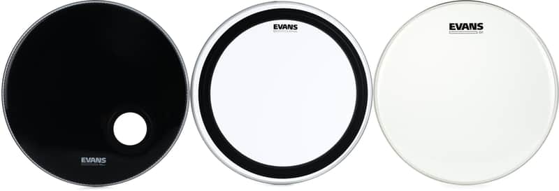 Evans EMAD Bass Drum System Bundle - 22 inch  Bundle with Evans G1 Clear Drumhead - 13 inch