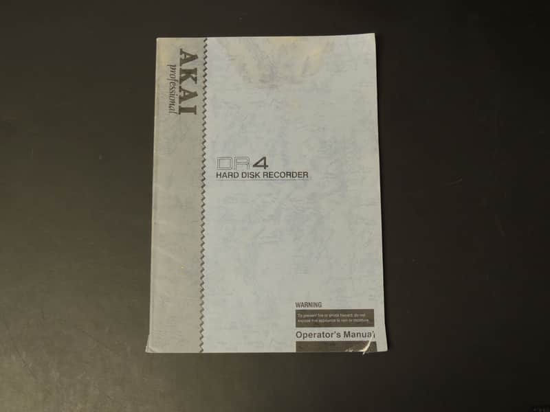 Akai DR4 Hard Disk Recorder Operator's Manual [Three Wave Music] image 1