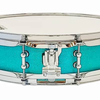 Udrum 3.75x14" Cherry Wood Snare 2021 Textured Turquoise Sparkle image 2