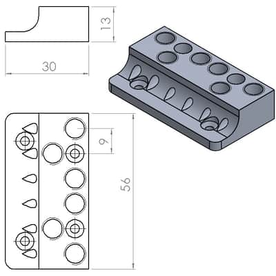 Headless bass bridge 6 strings with individual base for fanned multiscale by Nova Guitar Parts image 6