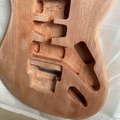 Mahogany Wood HSH Guitar Strat Style Body, with Double Locking Bridge Routing image 1