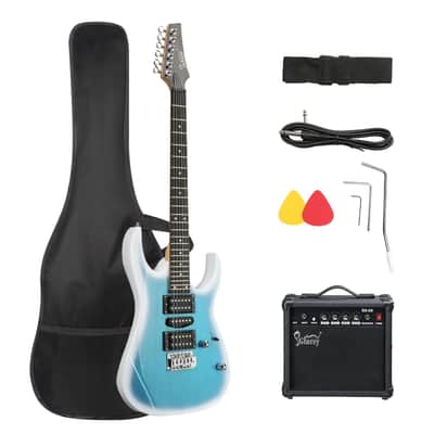 Glarry 170 type Electric Guitar HSH Pickups, 20W Amp Blue-White Burst image 1