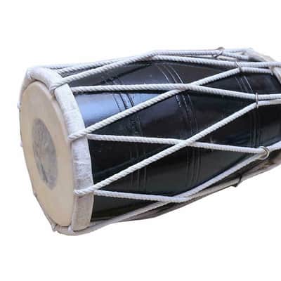Handmade Designer Rope Dholak Mango Wood Indian Traditional Musical Instrument With Cover image 2